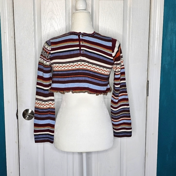 Boho Handmade Upcycled Cropped Sweater Top xs/sm - Picture 5 of 7